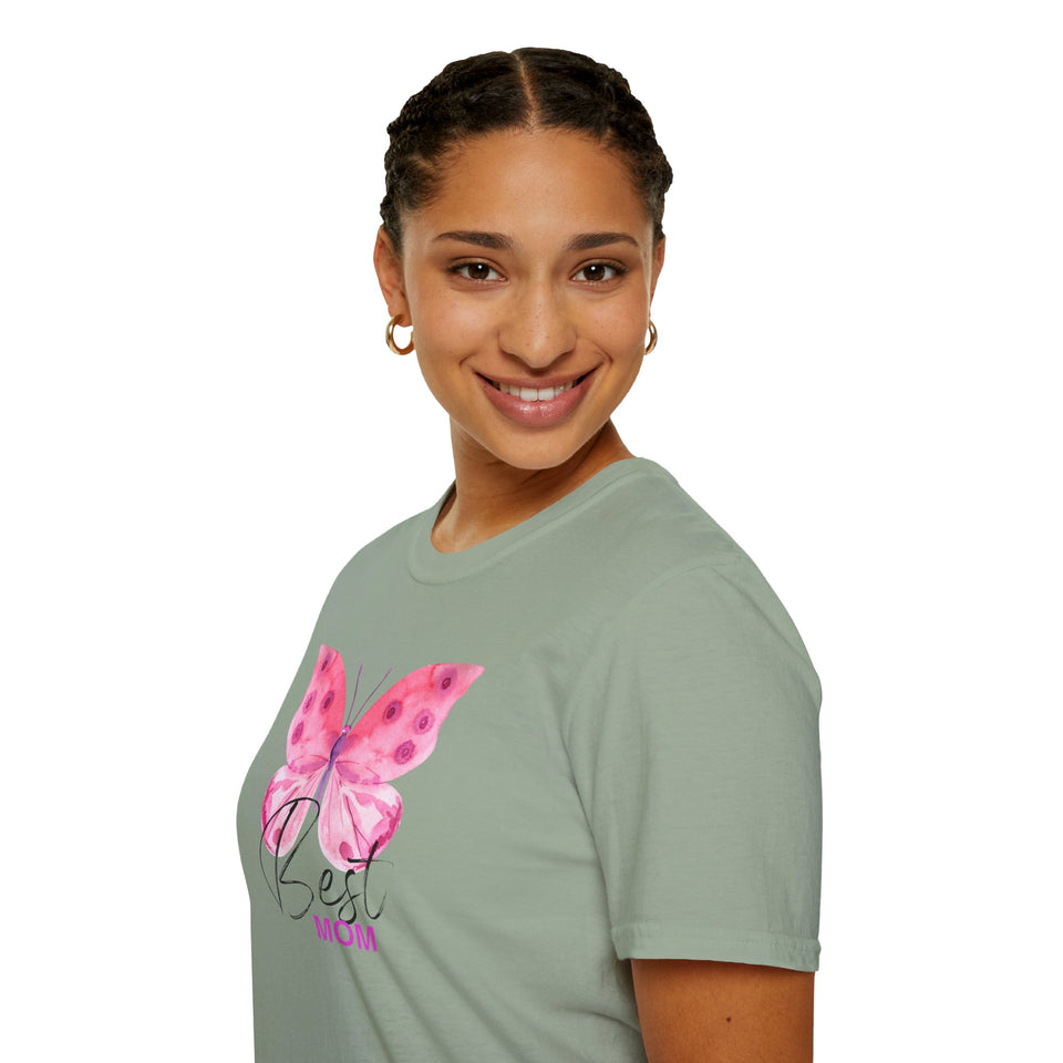 Best Mom Butterfly T-Shirt - Unisex Softstyle Tee for Mother's Day