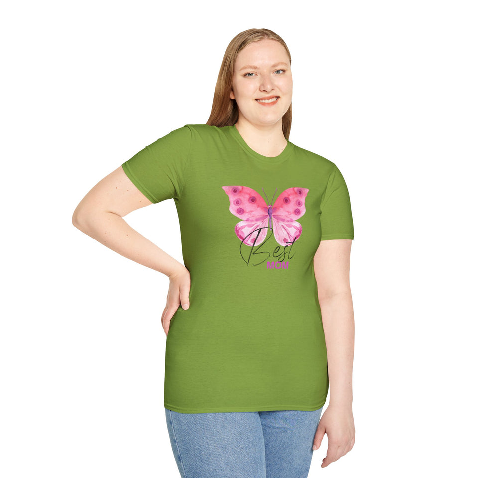 Best Mom Butterfly T-Shirt - Unisex Softstyle Tee for Mother's Day