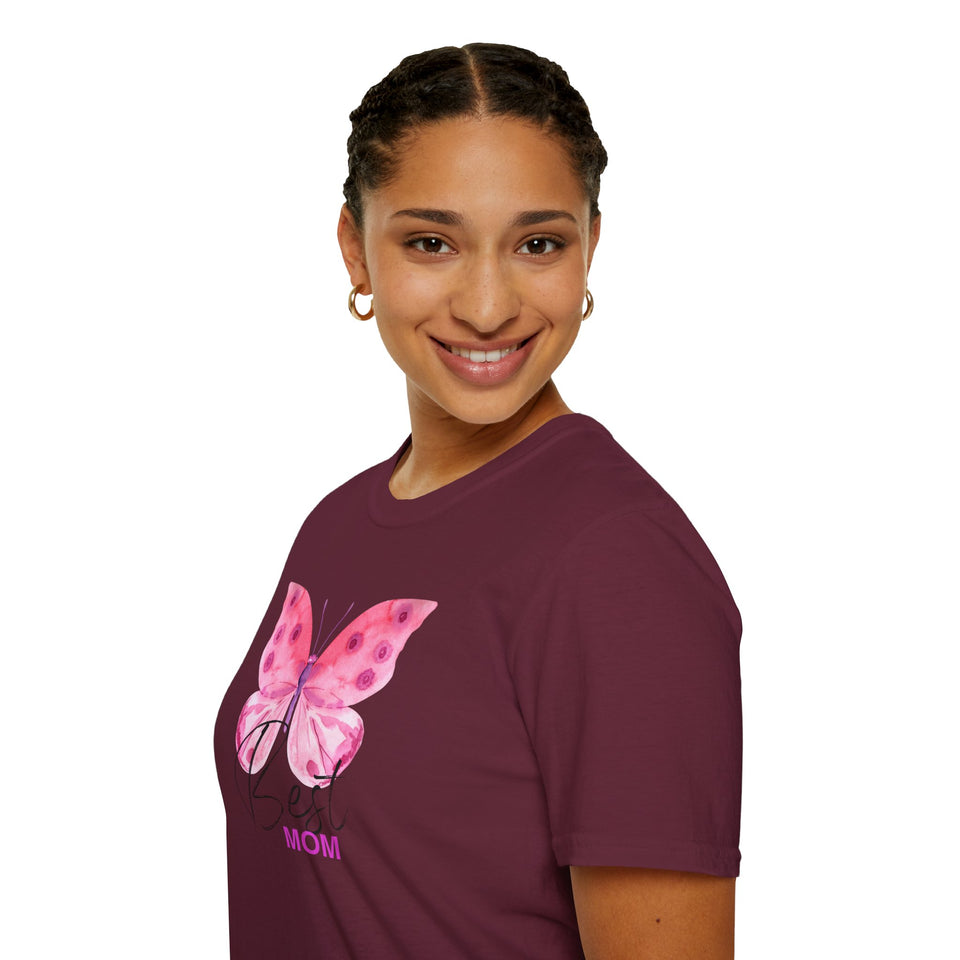 Best Mom Butterfly T-Shirt - Unisex Softstyle Tee for Mother's Day