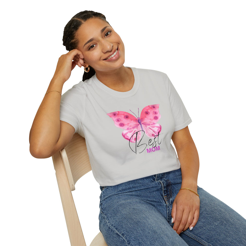 Best Mom Butterfly T-Shirt - Unisex Softstyle Tee for Mother's Day