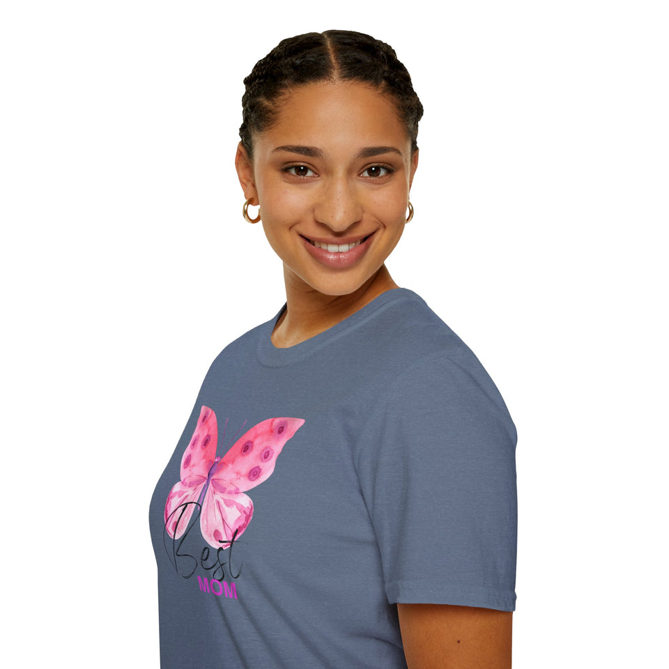 Best Mom Butterfly T-Shirt - Unisex Softstyle Tee for Mother's Day