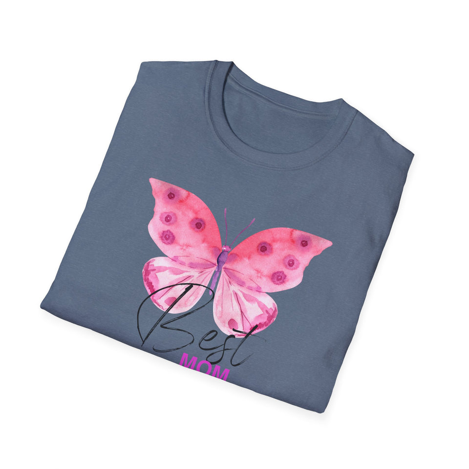 Best Mom Butterfly T-Shirt - Unisex Softstyle Tee for Mother's Day