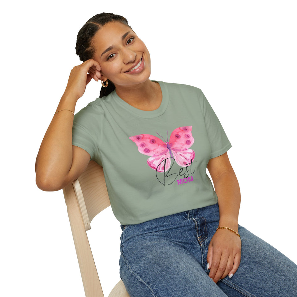 Best Mom Butterfly T-Shirt - Unisex Softstyle Tee for Mother's Day