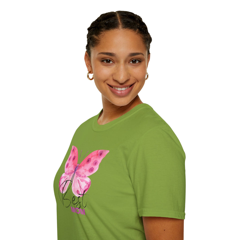 Best Mom Butterfly T-Shirt - Unisex Softstyle Tee for Mother's Day