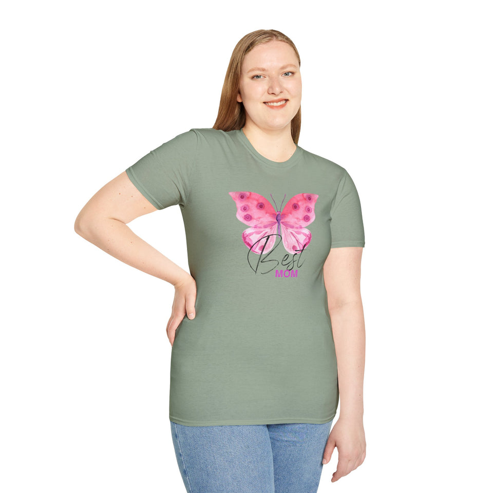 Best Mom Butterfly T-Shirt - Unisex Softstyle Tee for Mother's Day