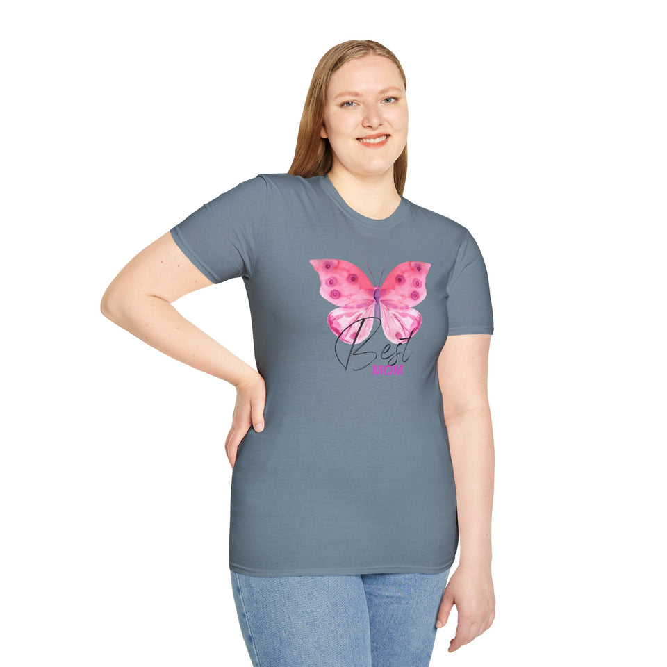 Best Mom Butterfly T-Shirt - Unisex Softstyle Tee for Mother's Day