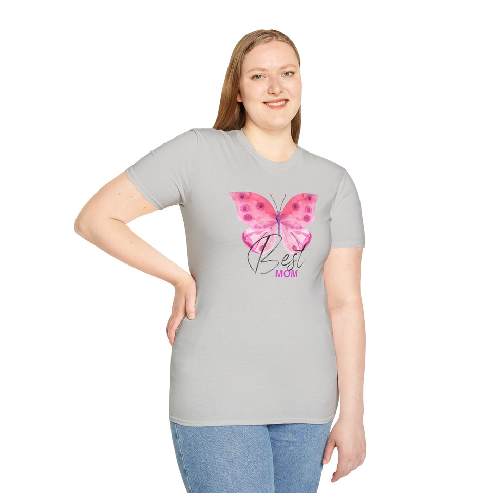 Best Mom Butterfly T-Shirt - Unisex Softstyle Tee for Mother's Day