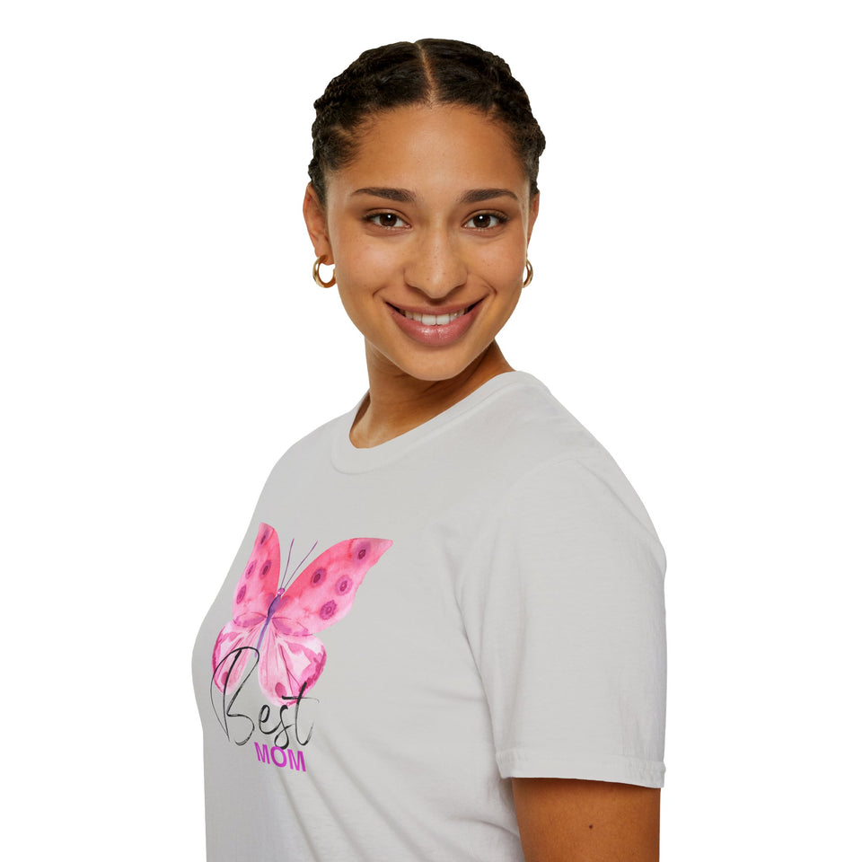 Best Mom Butterfly T-Shirt - Unisex Softstyle Tee for Mother's Day