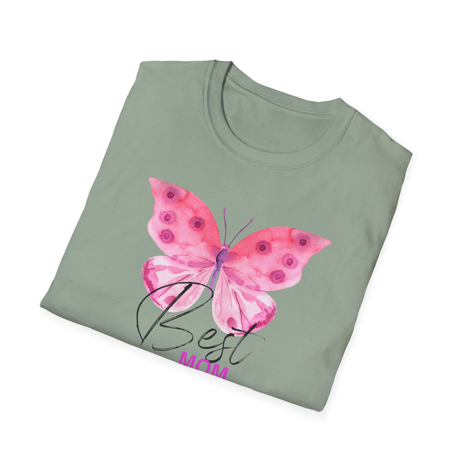 Best Mom Butterfly T-Shirt - Unisex Softstyle Tee for Mother's Day