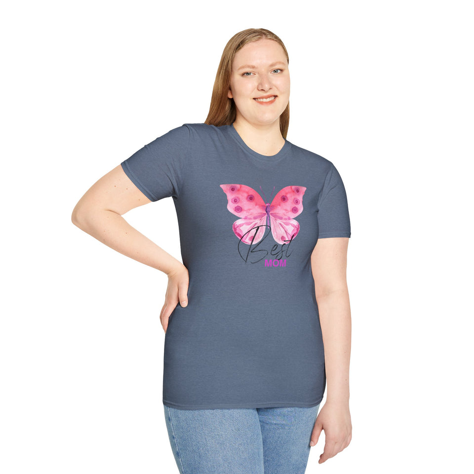 Best Mom Butterfly T-Shirt - Unisex Softstyle Tee for Mother's Day