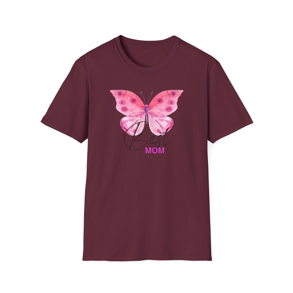 Best Mom Butterfly T-Shirt - Unisex Softstyle Tee for Mother's Day