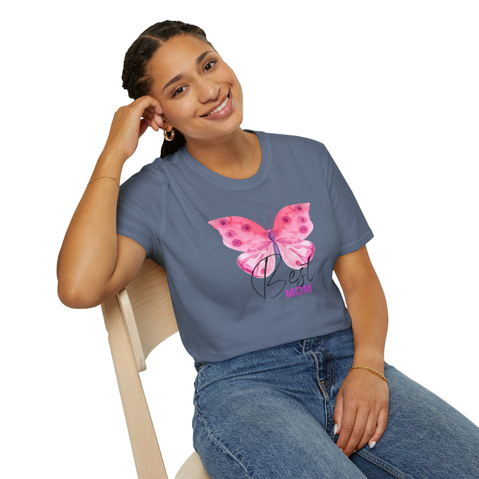 Best Mom Butterfly T-Shirt - Unisex Softstyle Tee for Mother's Day